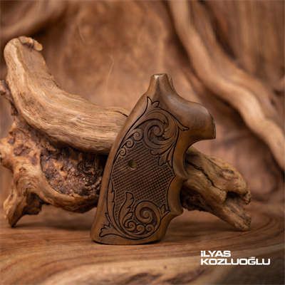 Colt Python Koyu Ceviz Kabza Tam Yüzey Özel Tasarım Desenli Logosuz