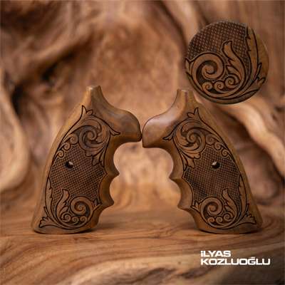 Colt Python Koyu Ceviz Kabza Tam Yüzey Özel Tasarım Desenli Logosuz