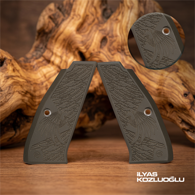 CZ 75 B & CZ Shadow 1 Uyumlu Alüminyum Kabza Tam Yüzey Kuş Tüyü Desenli