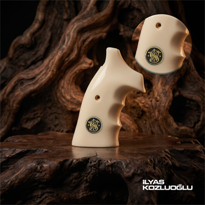 Smith & Wesson K/L Frame Square Butt Fildişi Renk Pleksi Kabza Pirinç Logolu