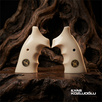 Smith & Wesson K/L Frame Square Butt Fildişi Renk Pleksi Kabza Pirinç Logolu