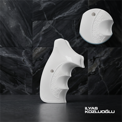 Smith & Wesson K/L/X Frame Round Butt Beyaz Pleksi Kabza Tam Yüzey Desenli Logosuz