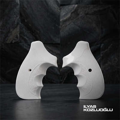 Smith & Wesson K/L/X Frame Round Butt Beyaz Pleksi Kabza Tam Yüzey Desenli Logosuz
