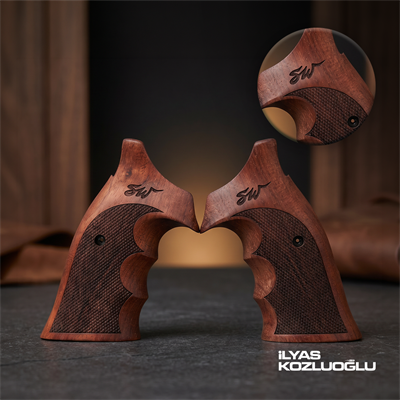 Smith & Wesson K/L/X Frame Round Butt Gül Ağacı Kabza Lazer Logolu