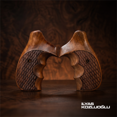 Smith & Wesson K/L/X Frame Round Butt Koyu Ceviz Kabza Yarım Yüzey Buğday Desenli Logosuz