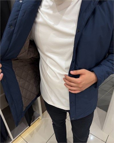 Çıtçıtlı Uzun Mont | Açık Lacivert