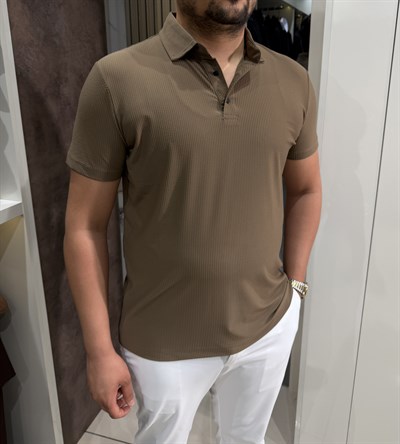 Fitilli Polo Yaka T-shirt | Sütlü Kahve