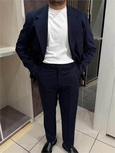 Loose Fit Kruvaze Takım | Lacivert