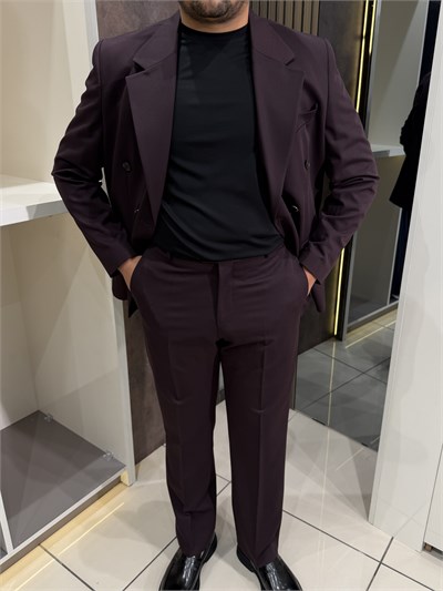 Loose Fit Kruvaze Takım | Mürdüm