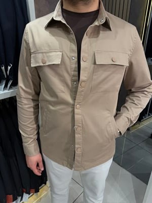 Pamuk Gabardin Ceket Gömlek | Bej