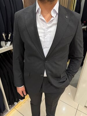 Roy İki Düğmeli Slim Fit Takım | Füme