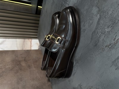 Vitton Gold Tokalı Loafer | Koyu Kahve