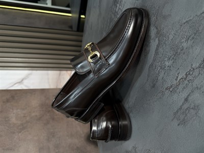 Vitton Gold Tokalı Loafer | Koyu Kahve
