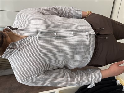 Yaka Düğmeli Ham Keten Gömlek | Kahve