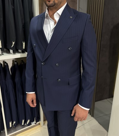 Yünsa Kruvaze Takım Elbise Fine Wool | Lacivert