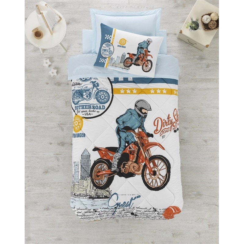 Cotton Box Cross Mavi Ranforce Tek Kişilik Genç Uyku Seti