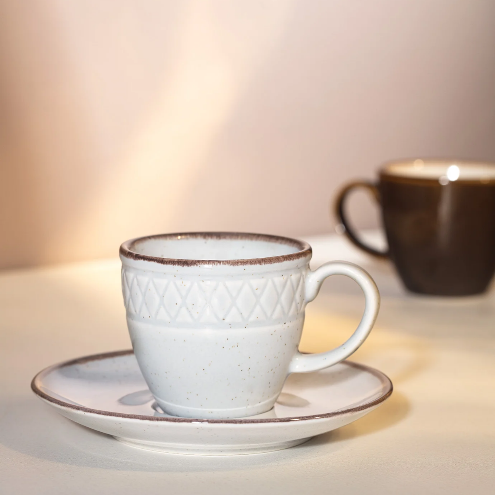 Madame Coco Antique 6 Kişilik Kahve Fincan Takımı - Gri