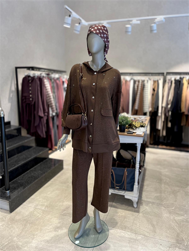 AYZ TAKIM TAŞ İŞLEMELİ KAPŞONLU CEP DETAYLI 120261