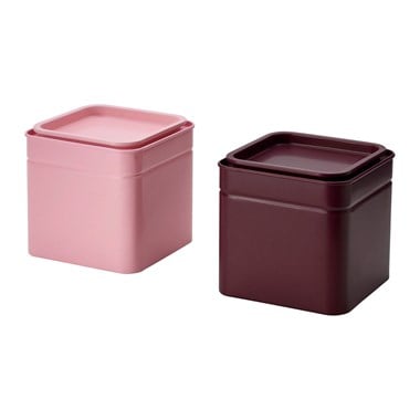IKE BLOMNING GIDA SAKLAMA KUTUSU BORDO-PEMBE 10X10X10 CM 2 ADET 20609025
