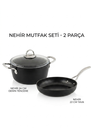 NHR TİTANİUM SİYAH 2’Lİ SET (22 CM TAVA + 24 CM DERİN TENCERE)