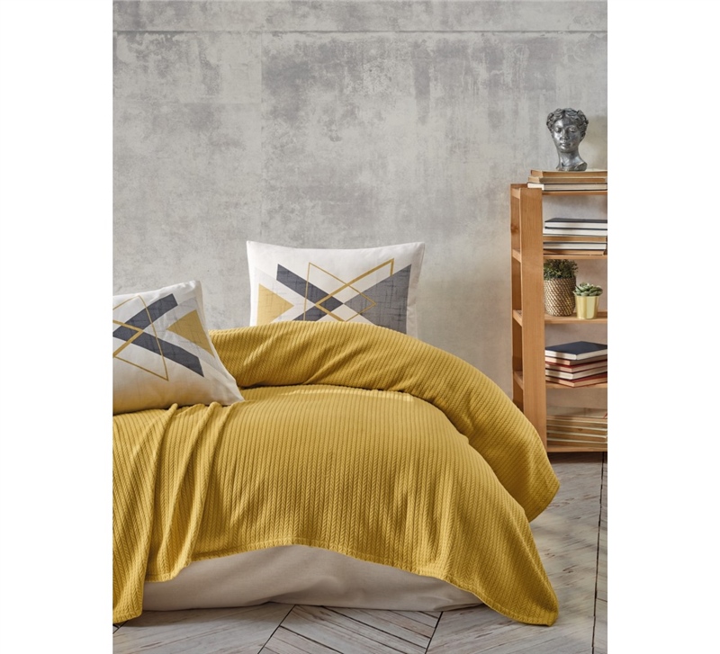 Cotton Box Bond Trigon Çift Kişilik Pike Takımı Hardal