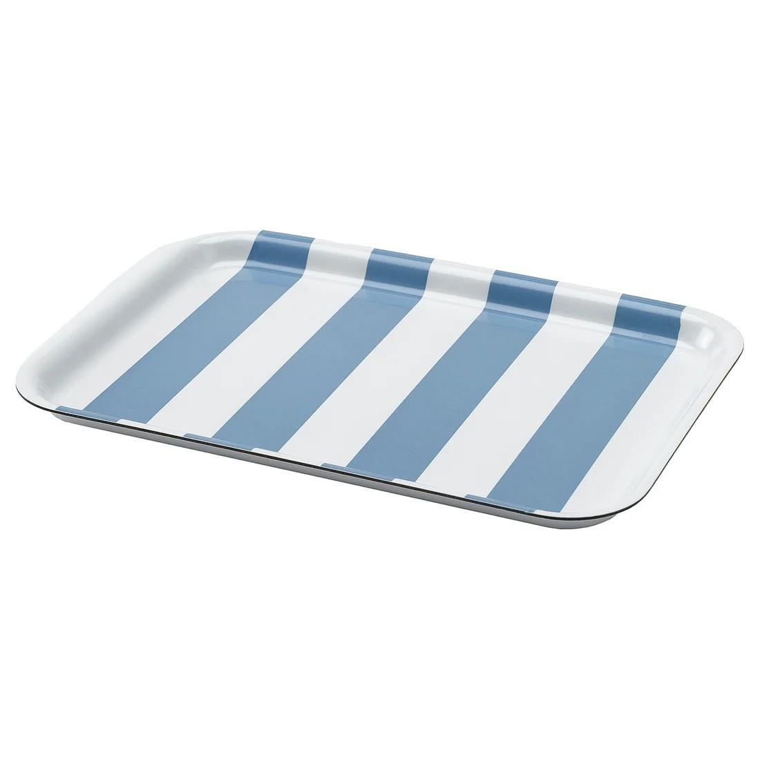 IKE SOLDATFISK TEPSİ ÇİZGİLİ BEYAZ-GRİ-MAVİ 20X28 CM 90607853