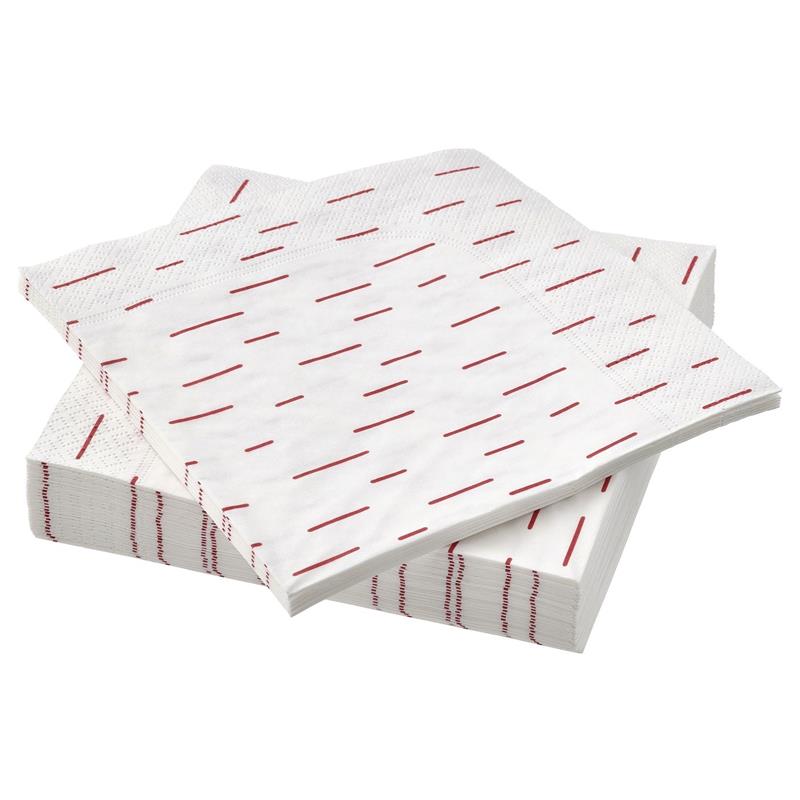 Ikea Snökrabba Peçete Kırmızı-Beyaz 33X33 Cm 30 Ad. 30561513