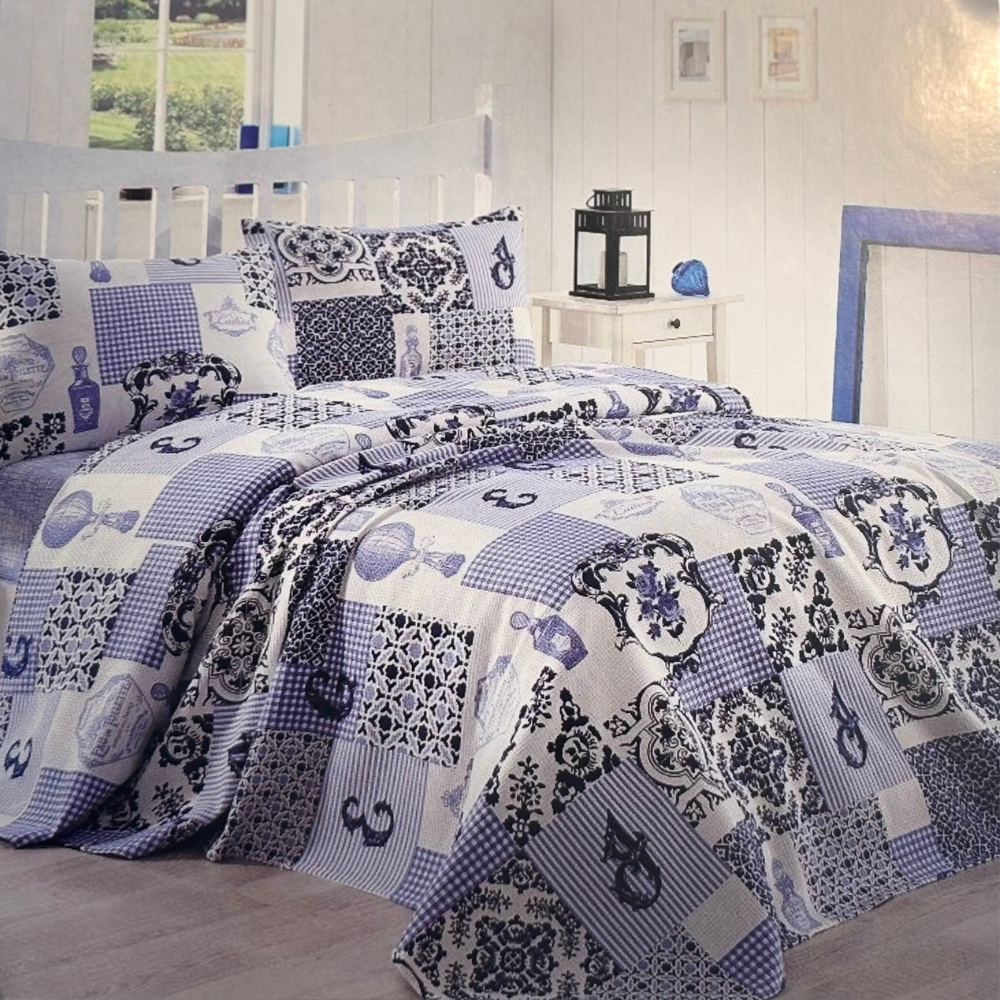 Mia Bella Çift Kişilik Pike Takımı Mavi