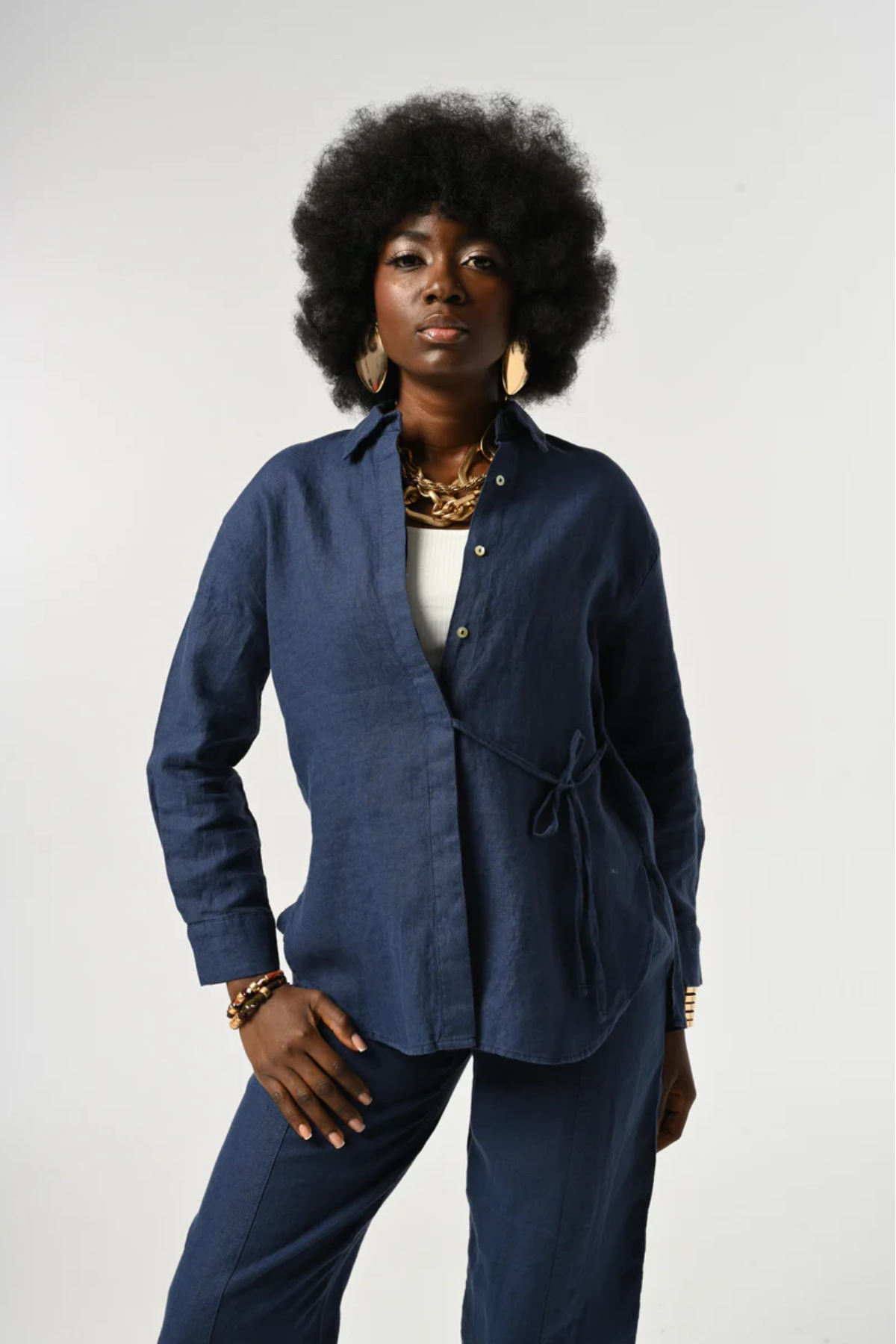 ORF YANDAN İP BAĞLAMALI GÖMLEK  34485