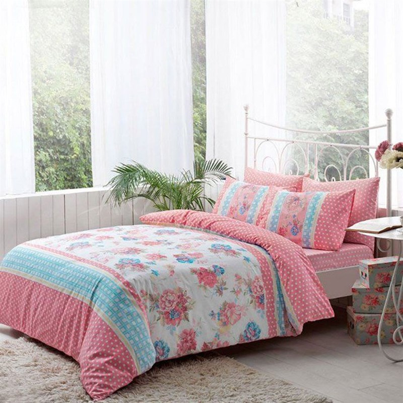 Taç Emma Pembe Ranforce Tek Kişilik Nevresim Takımı