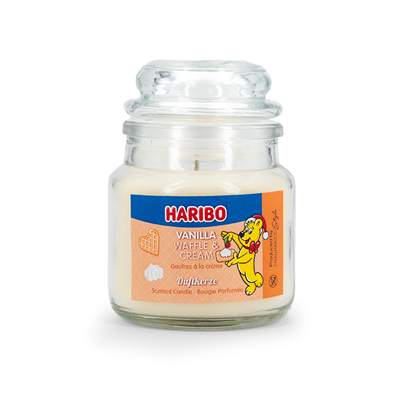3Lü Set Kokulu Mum Haribo Winterland - Kış Kirazı, Kabarık Bulutlar, Vanilya Waffle Kreması