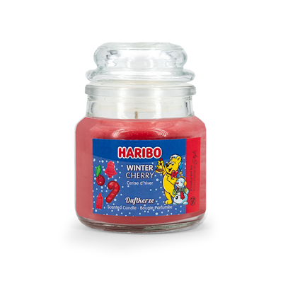 3Lü Set Kokulu Mum Haribo Winterland - Kış Kirazı, Kabarık Bulutlar, Vanilya Waffle Kreması
