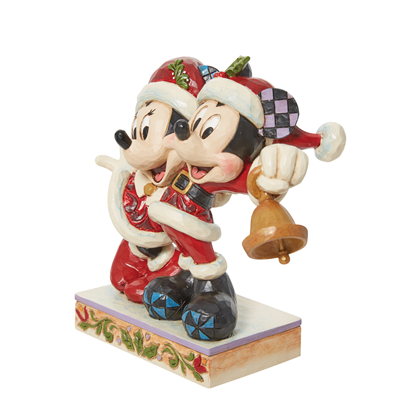 Jingle Bell Mickey ve Minnie Mouse Noel Baba Figür Biblo