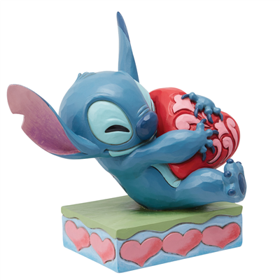 Kalbe Sarılmış Stitch Figür Biblo