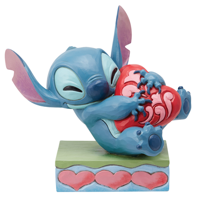 Kalbe Sarılmış Stitch Figür Biblo