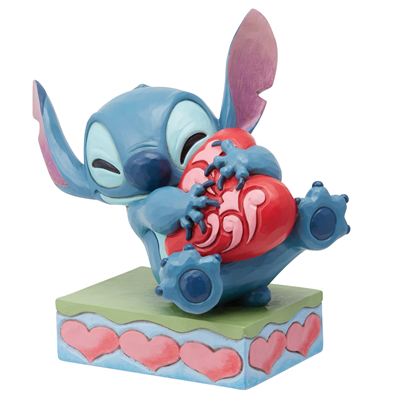 Kalbe Sarılmış Stitch Figür Biblo