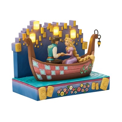 Rapunzel Tangled Karmaşık: Fenerli Sandal Sahneli LED Işıklı Koleksiyon Figürü - A Dream Come True   