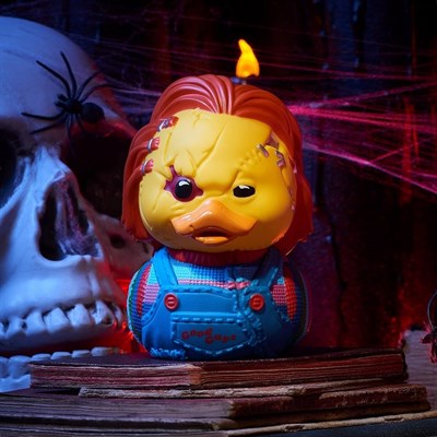 Childs Play Boxed Chucky Scarred Lisanslı Cosplay Ördek Collectible Figür