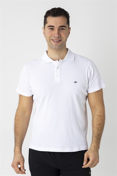 CROZWİSE PAMUK PİKE WAFFLE POLO YAKA T.SHİRT BEYAZ