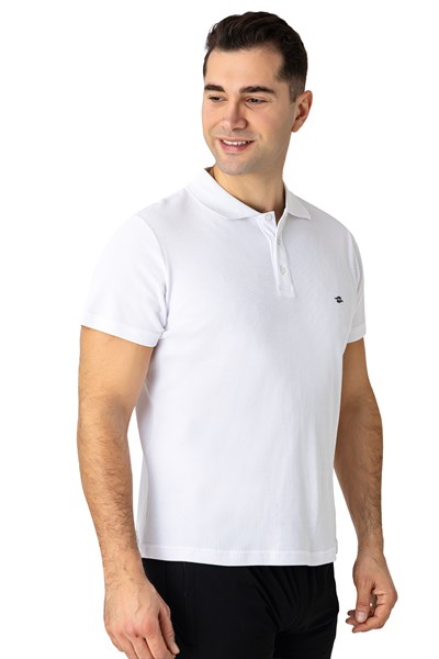 CROZWİSE PAMUK PİKE WAFFLE POLO YAKA T.SHİRT BEYAZ