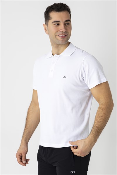 CROZWİSE PAMUK PİKE WAFFLE POLO YAKA T.SHİRT BEYAZ