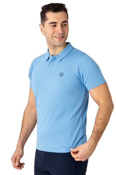 CROZWİSE WAFFLE POLO YAKA T.SHİRT TURKUAZ/MAVİ