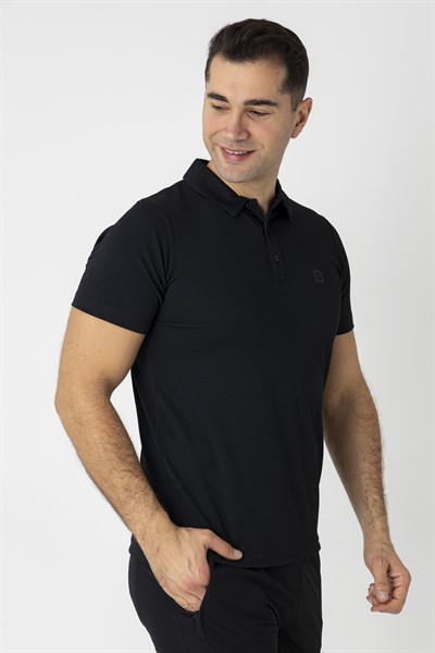 CROZWİSE WAFFLE POLO YAKA T.SHİRT SİYAH