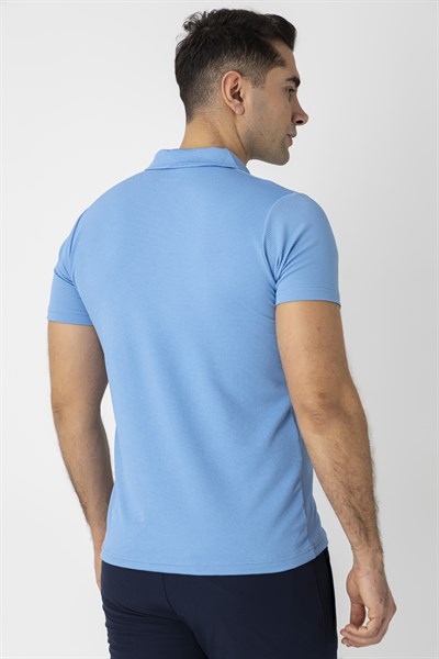CROZWİSE WAFFLE POLO YAKA T.SHİRT TURKUAZ/MAVİ