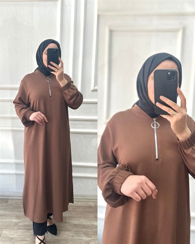 Orkide tunik fermuarlı kahverengi 32101 