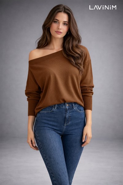 Premium Soft Touch Kayık Yaka Oversize Düşük Omuz Merserize Triko