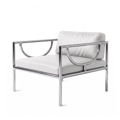 Mid-Century Modern Deri Berjer Beyaz - Deco103-5