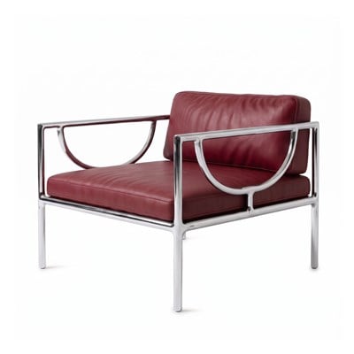 Mid-Century Modern Deri Berjer Kırmızı - Deco103-2