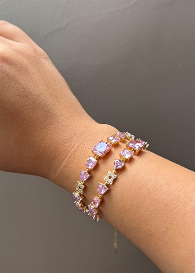 Pembe zirkon taşlı bileklik - 1071