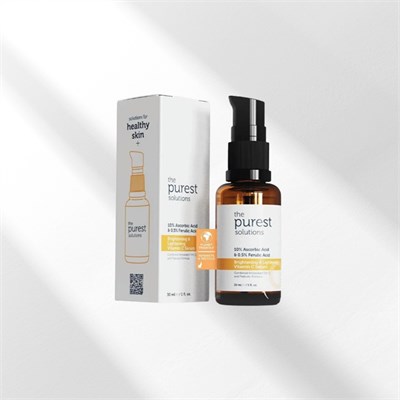 The Purest Solutions, C Vitamini Aydınlatıcı ve Cilt tonu Eşitleyici Cilt Bakım Serumu 30 ml (%10 Ascorbic Acid & Ferulic Acid%0,5)